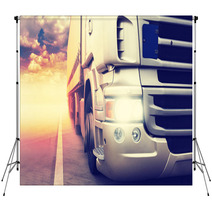 Truck On Highway Backdrops 52155382