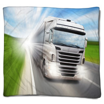 Truck On Highway Blankets 52155005