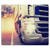 Truck On Highway Rugs 52155382