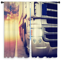 Truck On Highway Window Curtains 52155382