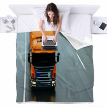 Truck On The Road Blankets 65701971