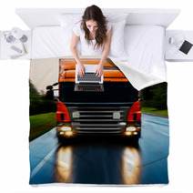 Truck On The Road Blankets 65701975