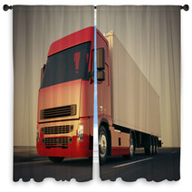 Truck On The Road. Window Curtains 48561527