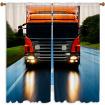 Truck On The Road Window Curtains 65701975