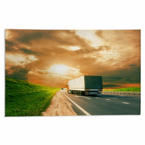 Trucks Under Colorful Sky Rugs 58705140