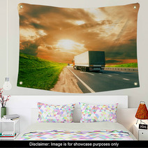Trucks Under Colorful Sky Wall Art 58705140