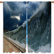 Tsunami Waves Window Curtains 56441028