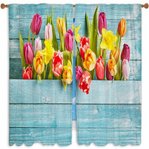 Tulip Border With Copy Space Window Curtains 105028548