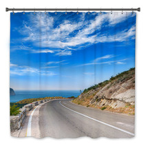 Turn Of Mountain Highway With Dramatic Blue Sky And Sea Bath Decor 57698760