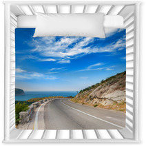 Turn Of Mountain Highway With Dramatic Blue Sky And Sea Nursery Decor 57698760