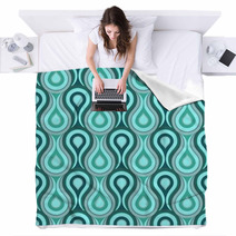 Turquoise And Teal Abstract Droplet Pattern Blankets 67371915