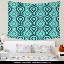 Turquoise And Teal Abstract Droplet Pattern Wall Art 67371915