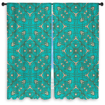 Turquoise Background Window Curtains 51527063