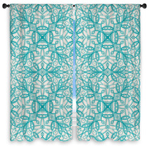 Turquoise Floral Pattern Window Curtains 53725318
