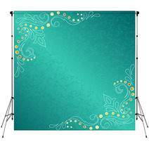 Turquoise Frame With Delicate Sari Inspired Swirls Backdrops 19748172