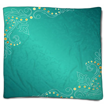 Turquoise Frame With Delicate Sari Inspired Swirls Blankets 19748172