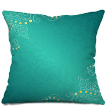 Turquoise Frame With Delicate Sari Inspired Swirls Pillows 19748172