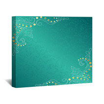 Turquoise Frame With Delicate Sari Inspired Swirls Wall Art 19748172