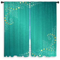 Turquoise Frame With Delicate Sari Inspired Swirls Window Curtains 19748172