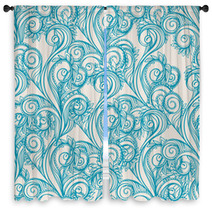 Turquoise Leaves Window Curtains 51527067