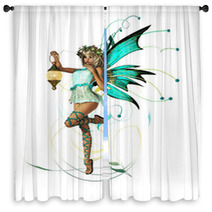 Turquoise Pixie CA Ornament Window Curtains 36437169