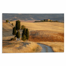 Tuscan Countryside At Sunset, Near Pienza, Tuscany, Italy Rugs 44861103