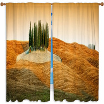Tuscany Landscape - Cypress Grove Window Curtains 40463340
