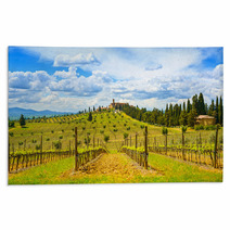 Tuscany, Vineyard, Cypress Trees And Village. Rural Landscape, I Rugs 65100470