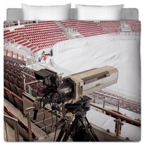 Tv Camera For Broadcast Hockey Bedding 144049222