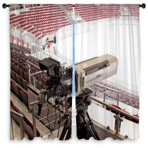 Tv Camera For Broadcast Hockey Window Curtains 144049222