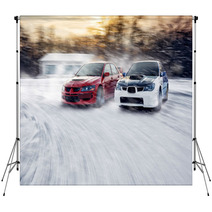 Two Cars Opposition Race Backdrops 86064337