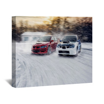 Two Cars Opposition Race Wall Art 86064337