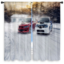 Two Cars Opposition Race Window Curtains 86064337