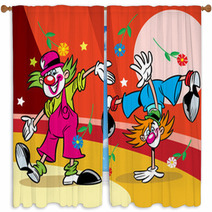 Two Clowns In The Circus Window Curtains 42810937