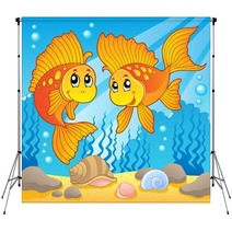 Two Cute Goldfishes Backdrops 39596318
