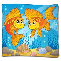 Two Cute Goldfishes Blankets 39596318