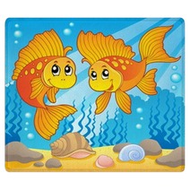 Two Cute Goldfishes Rugs 39596318