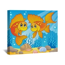 Two Cute Goldfishes Wall Art 39596318