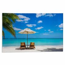 Two Deckchairs On White Sand Beach Rugs 53623205