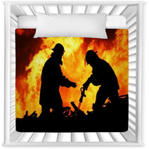 Two Fire Fighters And Huge Flames Nursery Decor 38867801