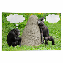 Two Funny Chimpanzees With Speech Bubles. Rugs 54310090
