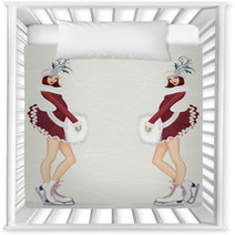Two Girls In Fancy Costume At Ice Rink Nursery Decor 57105942