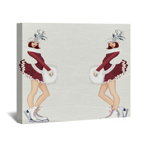 Two Girls In Fancy Costume At Ice Rink Wall Art 57105942