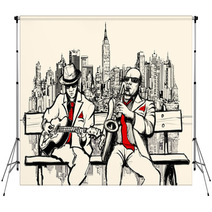 Two Jazz Men Playing In New York Backdrops 58689971