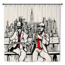 Two Jazz Men Playing In New York Bath Decor 58689971