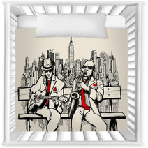Two Jazz Men Playing In New York Nursery Decor 58689971