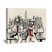 Two Jazz Men Playing In New York Wall Art 58689971