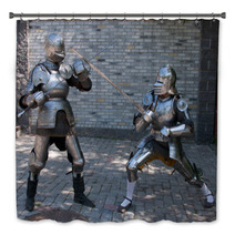 Two Knights In The Ancient Metal Armor Bath Decor 66227638