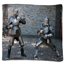 Two Knights In The Ancient Metal Armor Blankets 66227638