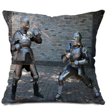 Two Knights In The Ancient Metal Armor Pillows 66227638